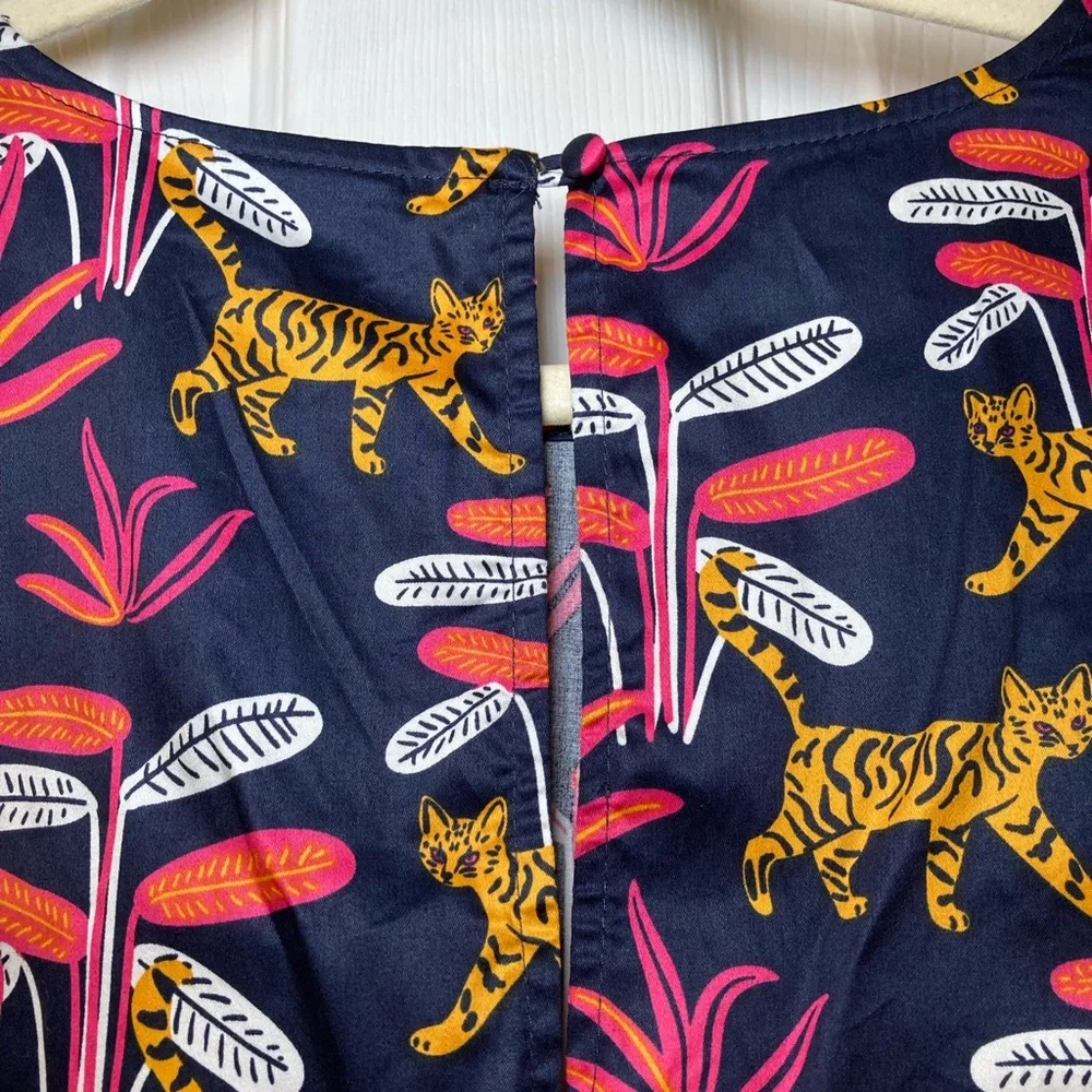 Modcloth Navy Mini Dress with Pink and Yellow Jungle Tiger Print Size M - Picture 6 of 10